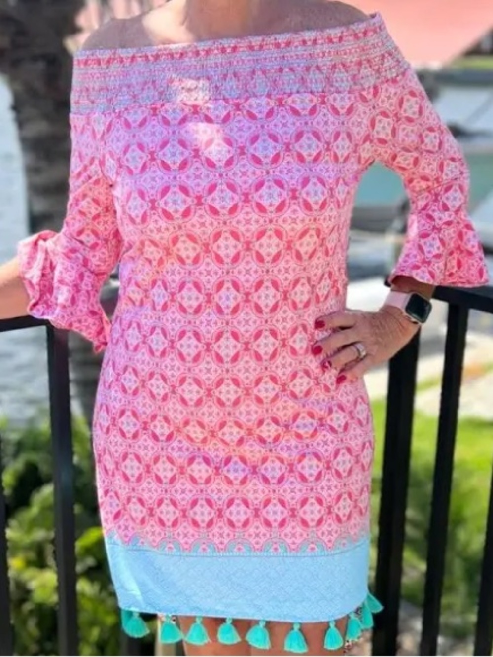 NWT Cabana Life Coral Tides Off the shoulder Dress Size Small Retail $138